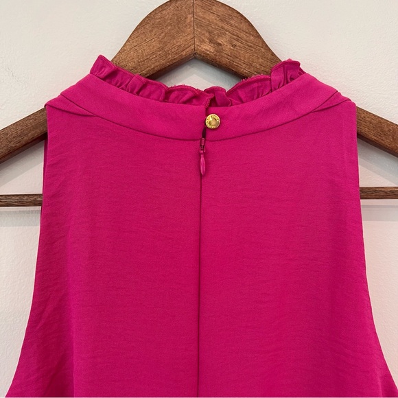 Vince Camuto NWT Sleeveless Ruffled High-Neck Jumpsuit in Pink Fuscia Belted, 8 - Picture 13 of 16